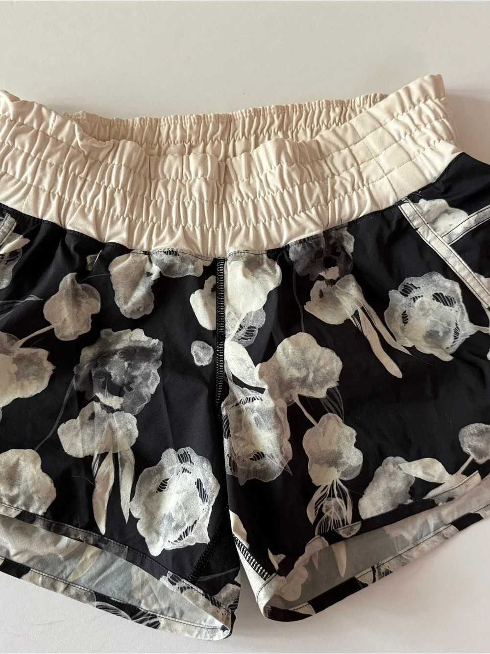 lululemon athletica Black & Cream Floral Athletic Shorts